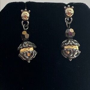 Brighton Two-Tone Floral Drop Earrings in Silver and Gold